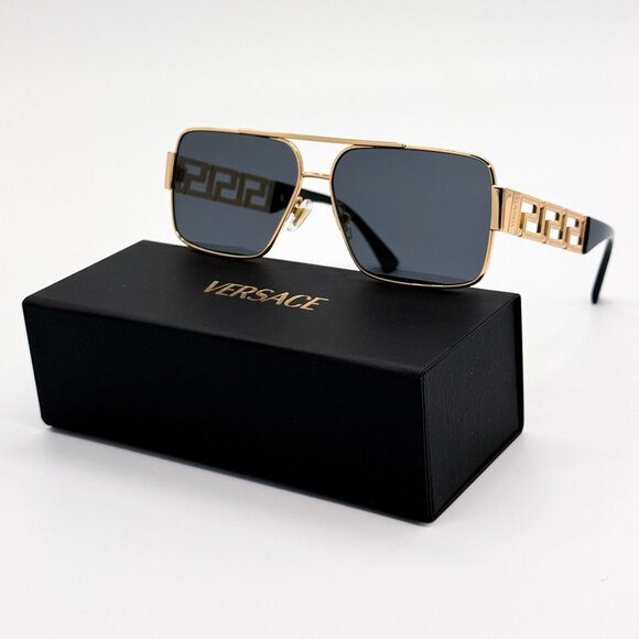 NEW VERSACE VE2290 100287 SUNGLASSES BLACK GOLD WOMEN EYEWEAR VERSACE VE2290 100 main image 9